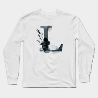 Floral Monogram L Dark Herbs And Flora Long Sleeve T-Shirt